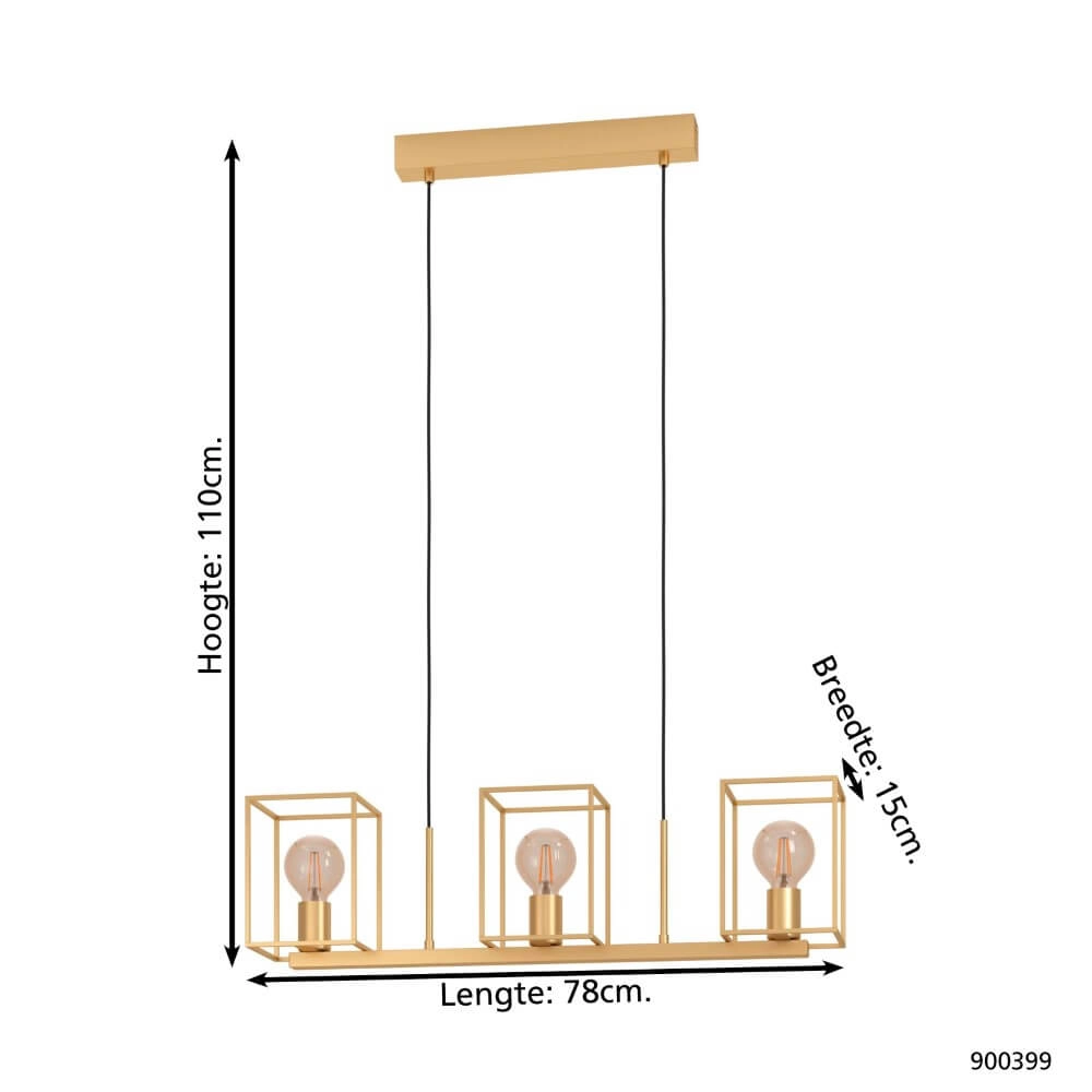 Gold dining table hanging lamp Cumiole Eglo 9008606243754