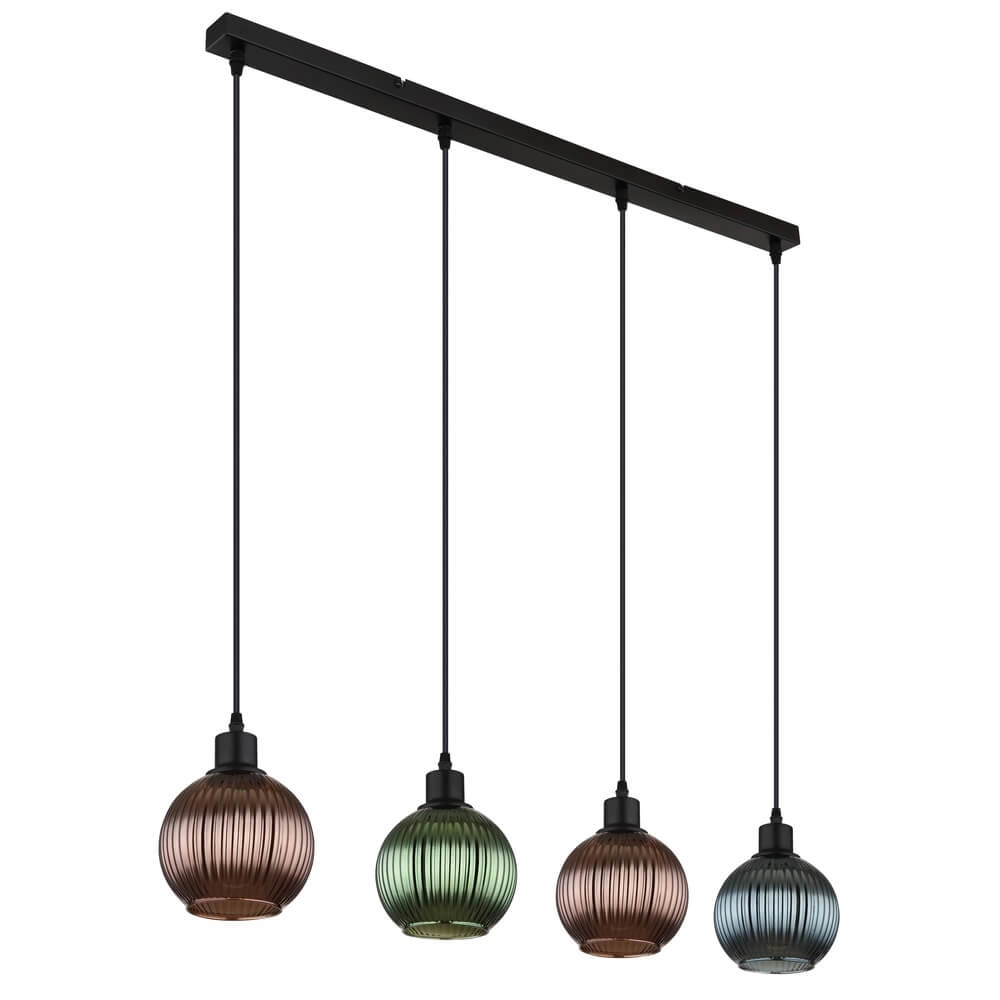 Pendant lamp Zumba Coloured glass 4-lights Globo 9007371452828