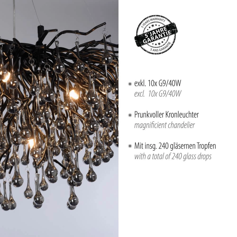 Unique chandelier Icicle black Paul Neuhaus 4012248377567