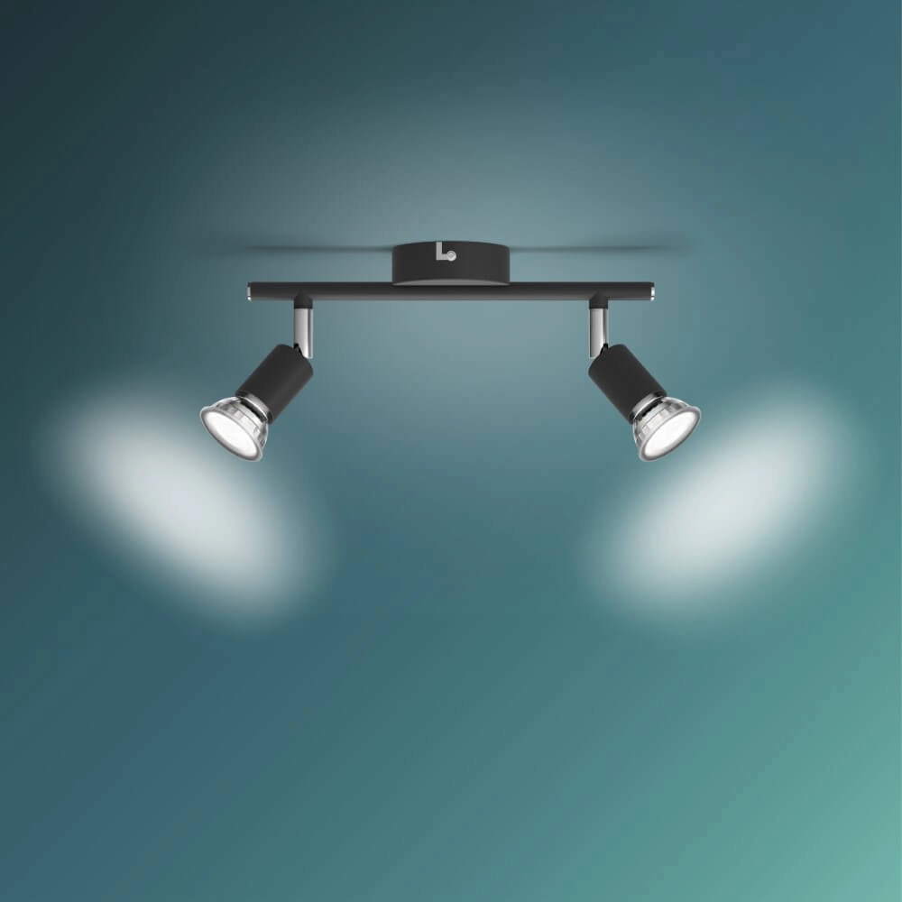 Black ceiling spotlight Limbali 2x GU10 Philips 8719514465237