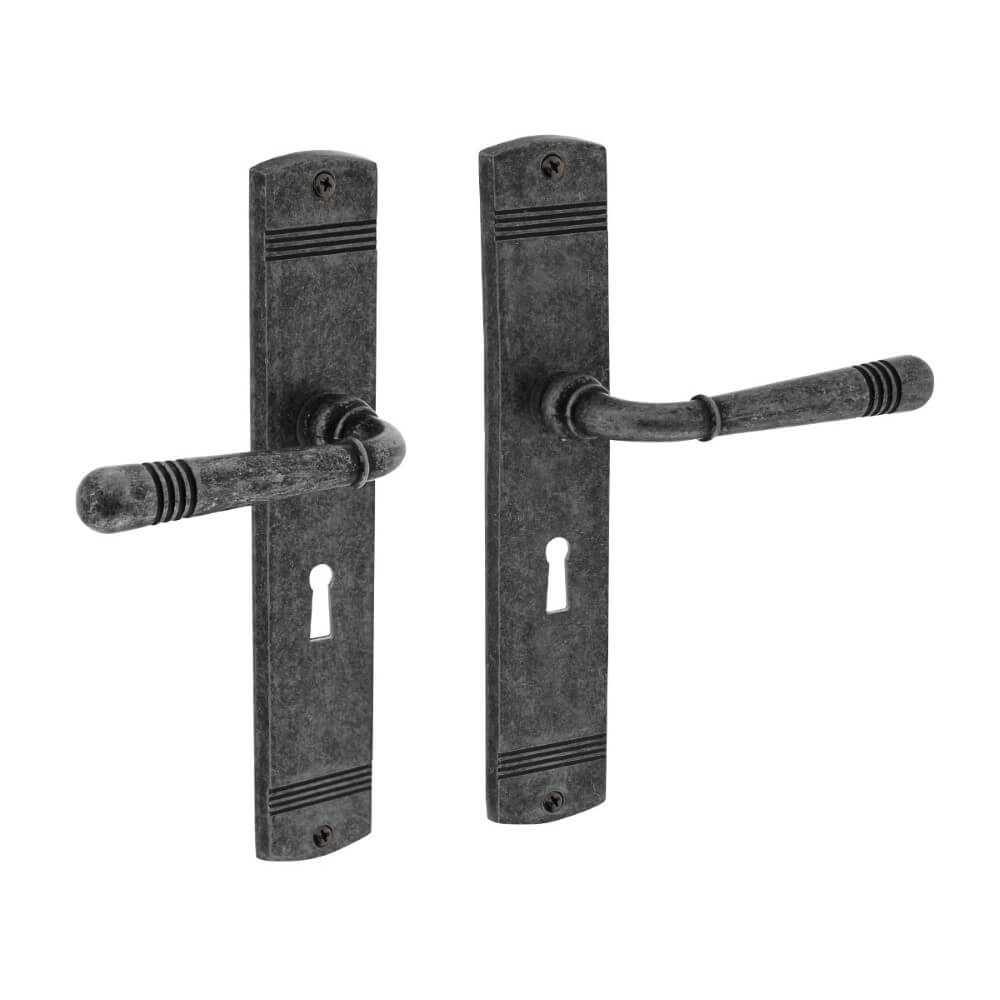 Classic door handle Helena Keyhole 56mm old grey