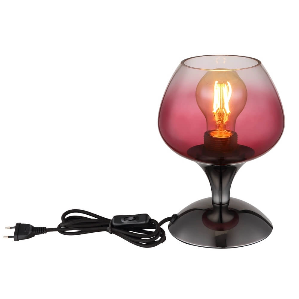 Gunmetal table lamp Maxy with red glass Ø 15cm Globo 9007371471935