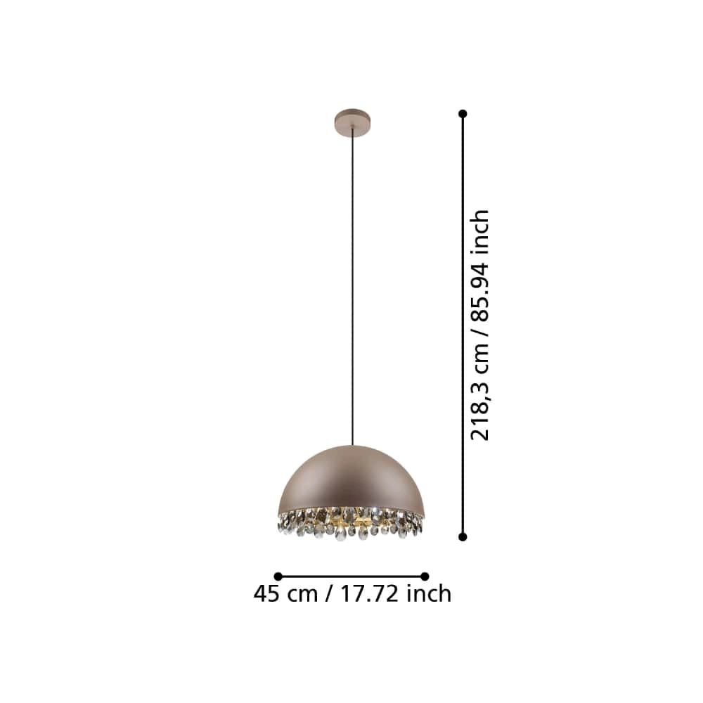 Mocha hanging lamp with crystal Gaetano 2 Ø 45cm Stars of Light 9002759399481