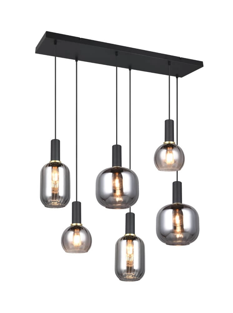 Dining room pendant lamp Diva 6-light - smoke glass Trio 4017807614572