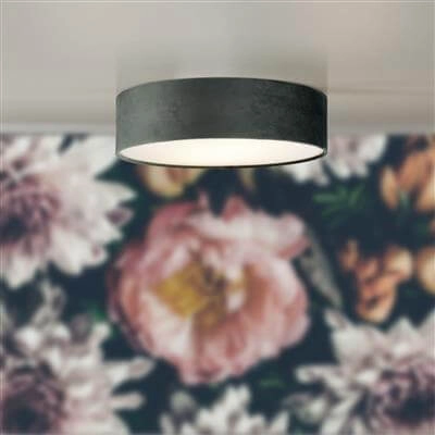 Ceiling lamp Drum Pleat 50cm velvet anthracite Searchlight 5053423187242