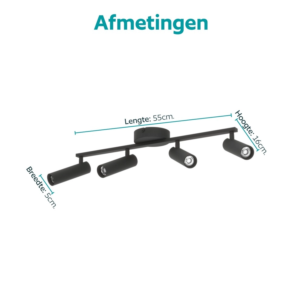 Surface-mounted spot Valproto 4-light black Eglo 9008606392049