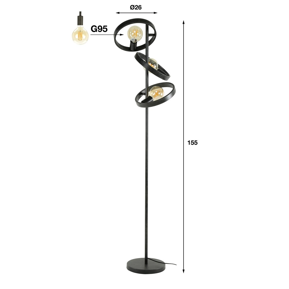 Rings floor lamp Hover 155cm high - charcoal Lyora 8716803513310