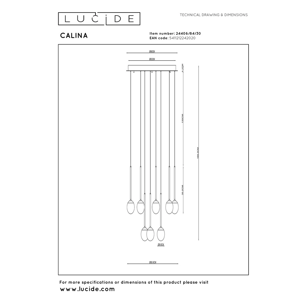 Pendant lamp Calina 12-light with white spheres Premium by Lucide 5411212242020