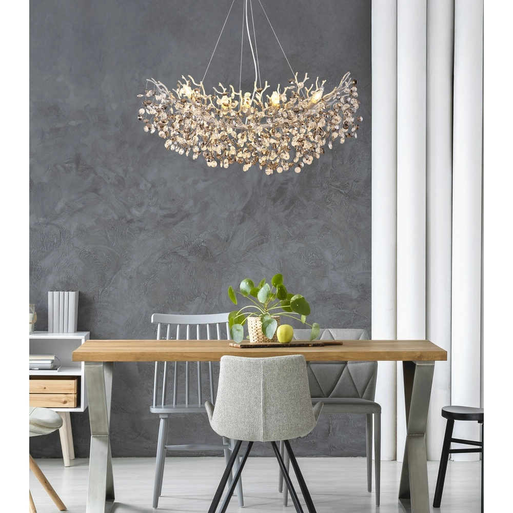 Pendant lamp Queena silver grey 100cm Globo 9007371531691