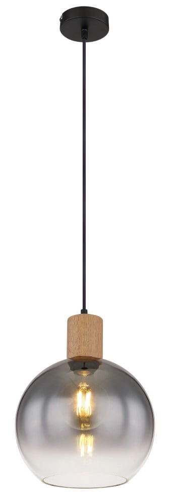Pendant lamp Moitas black with wood