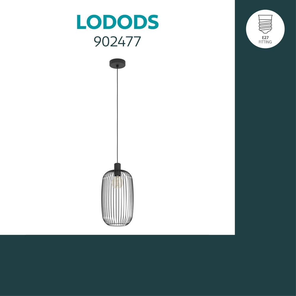 Wire pendant lamp Lodods black Ø 22cm Eglo 9008606390274
