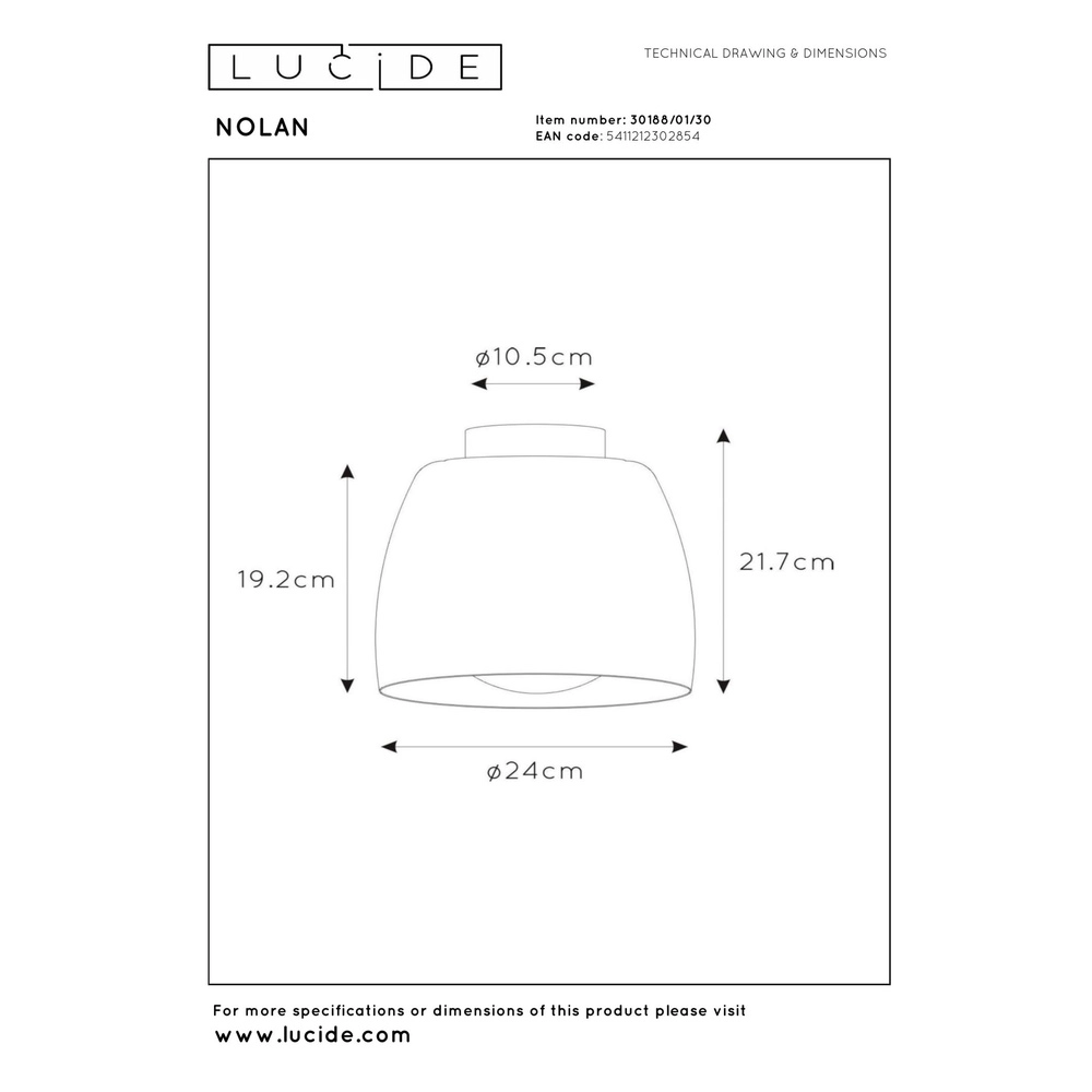 Ceiling lamp Nolan Ø 24cm black Lucide 5411212302854