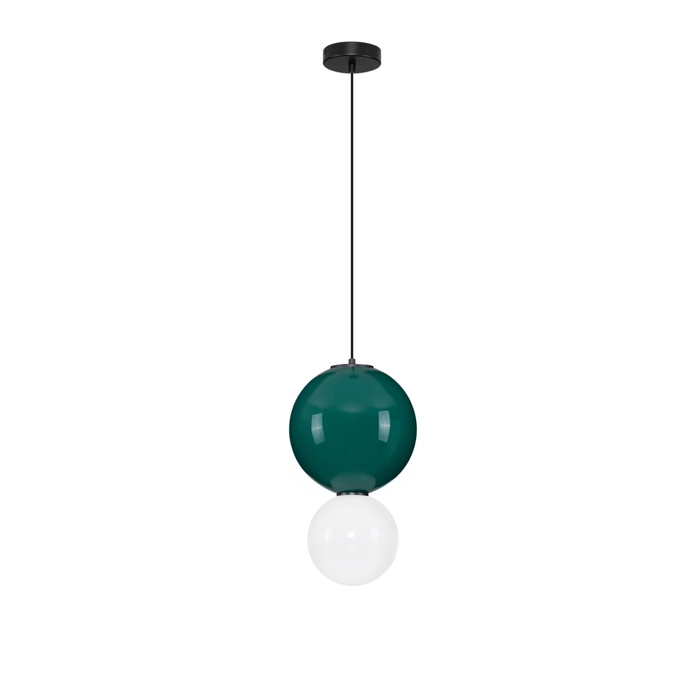 Pendant lamp Noesis Ø 25cm green with white