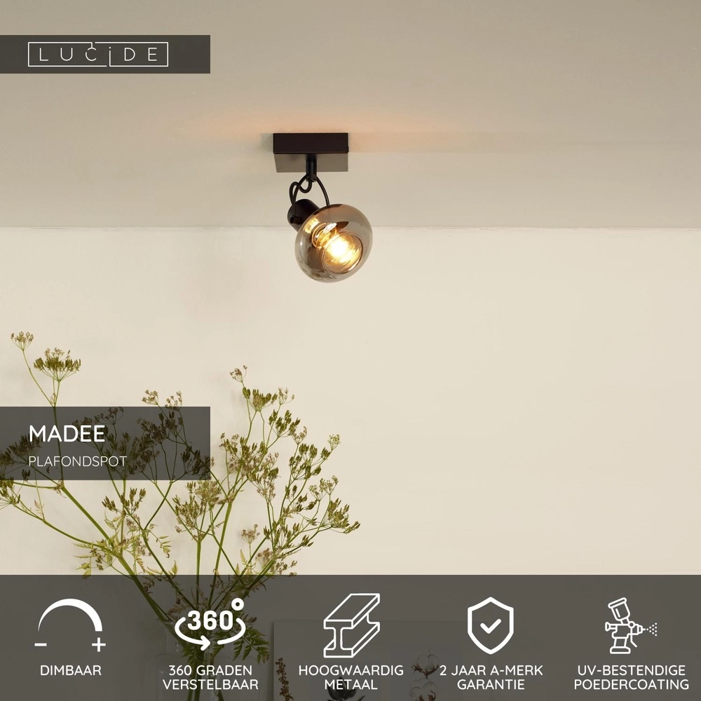 Ceiling lamp Madee Black Lucide 5411212176776