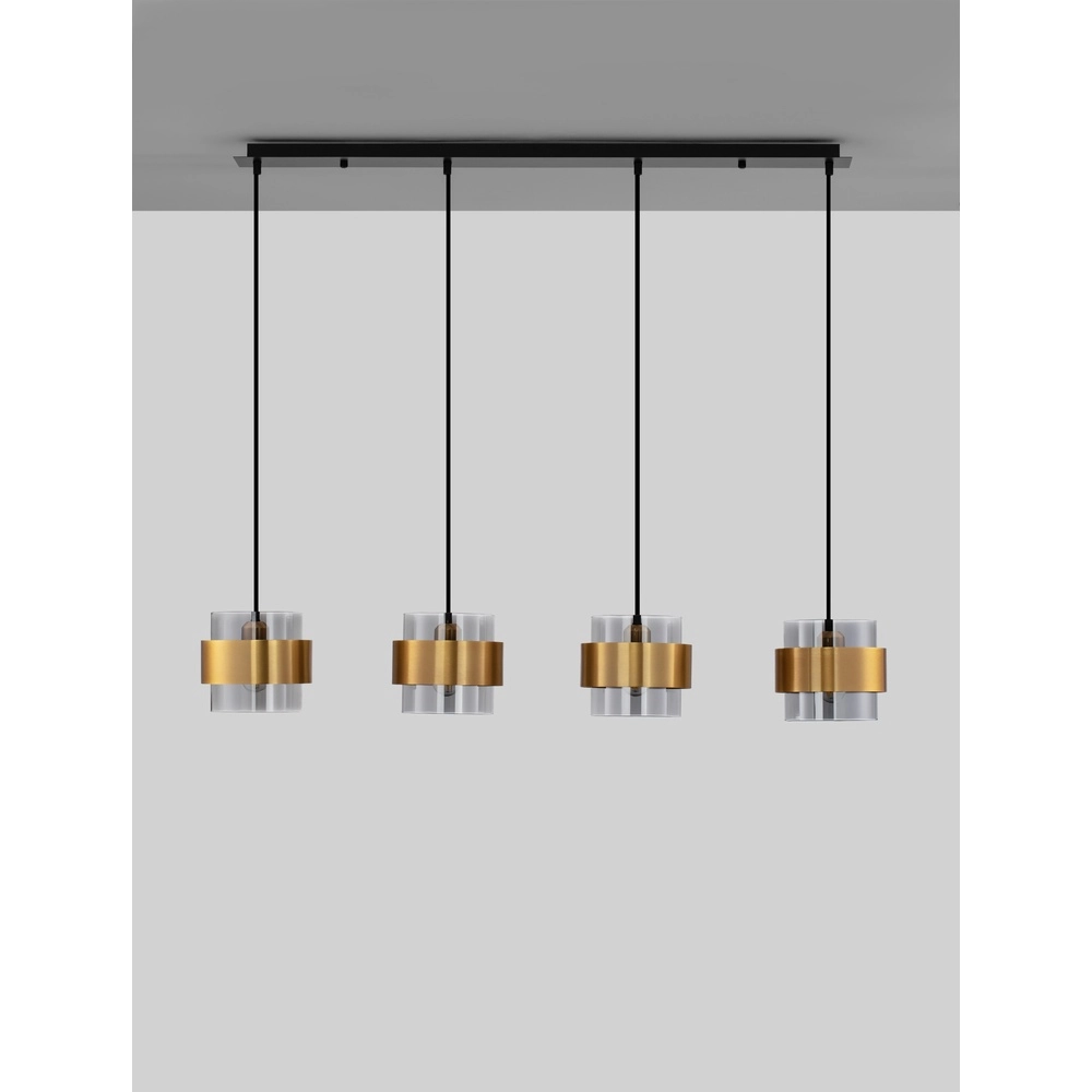 Pendant lamp Sianna 4-light straight black and gold Lyora 5212017445421