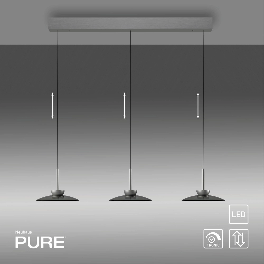3L dining table pendant lamp Pure Moon Platinum-plated with smoke glass Paul Neuhaus 4012248386309