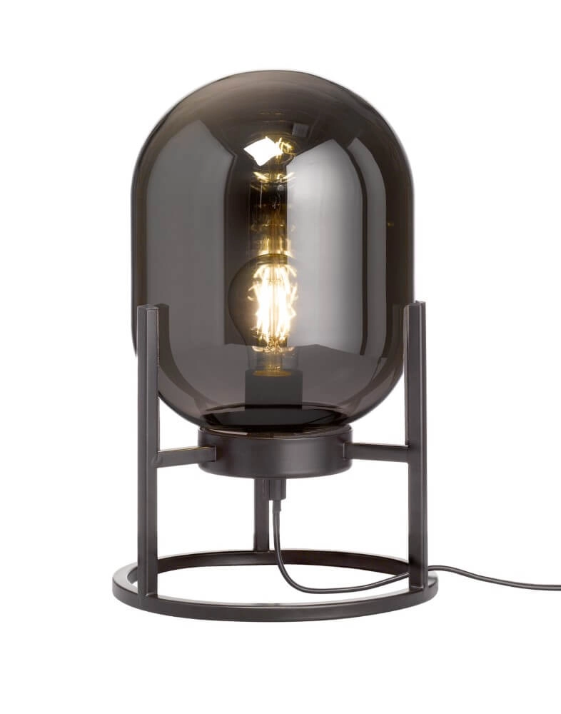 Table lamp Regi black with smoke glass