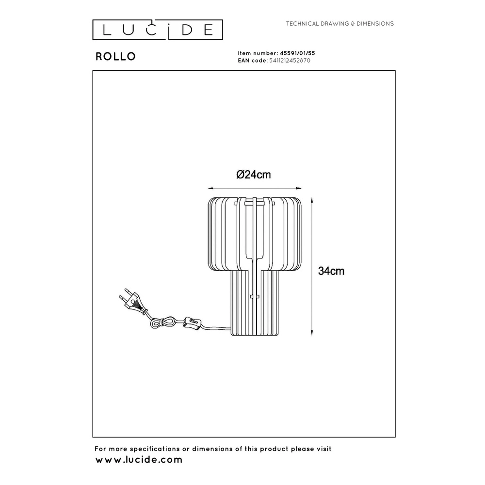 Design table lamp Rollo terracotta Lucide 5411212452870