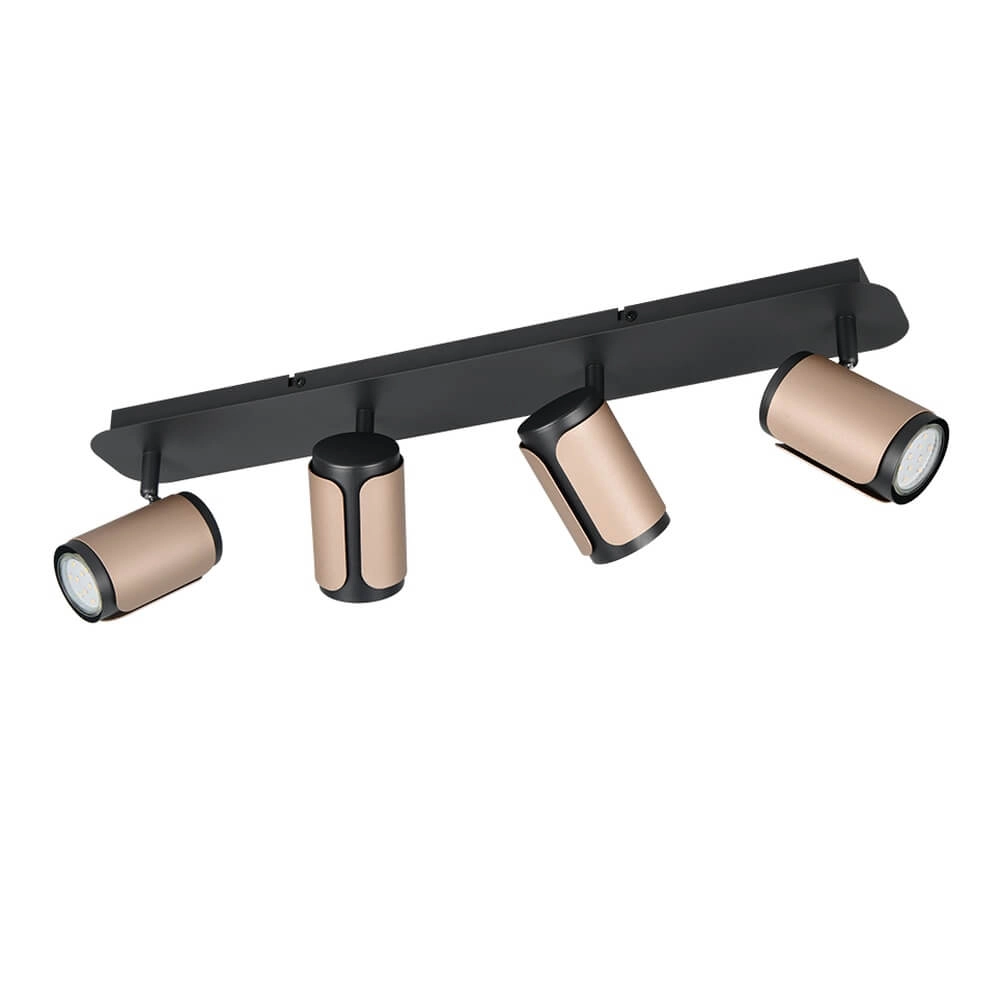 4-light surface-mounted spot Gillan black with brown Trio 4017807640458