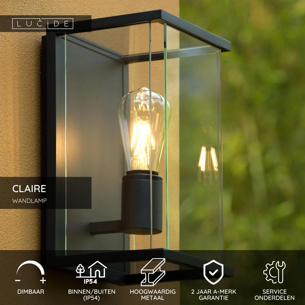 Sleek wall lamp Claire only anthracite Lucide 5411212271488