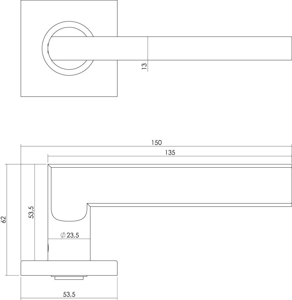 Flat door handle Hoek 90 on rosette stainless steel Intersteel 8714186173732