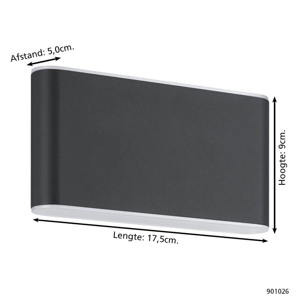 Black wall lamp Grutti 17.5cm Eglo 9008606298129