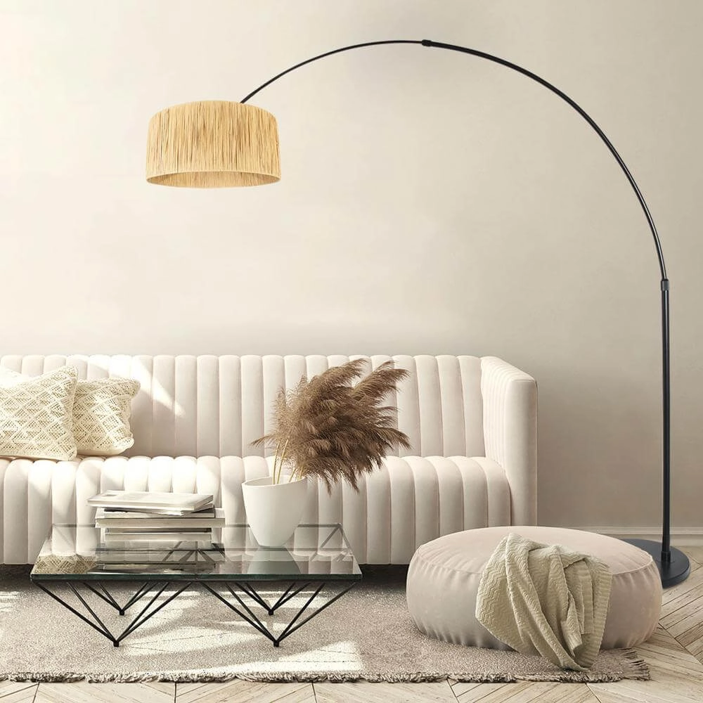 Arc lamp Sparkled Light black with straw shade Steinhauer 8712746172881