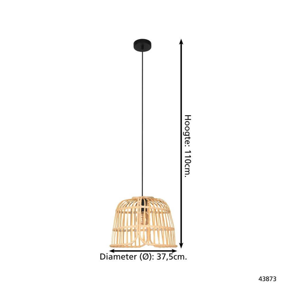 Rattan hanging lamp Glyneath Ø 37.5cm Eglo 9002759438739