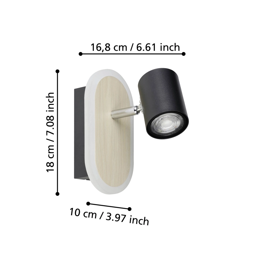 Led wall spot Rimbocchi with wood look Eglo 9008606316519