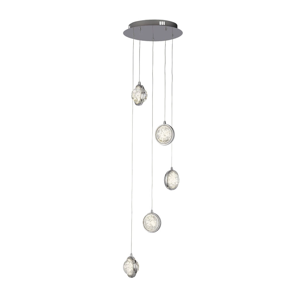 Pendant lamp Quartz Vide 5-light chrome