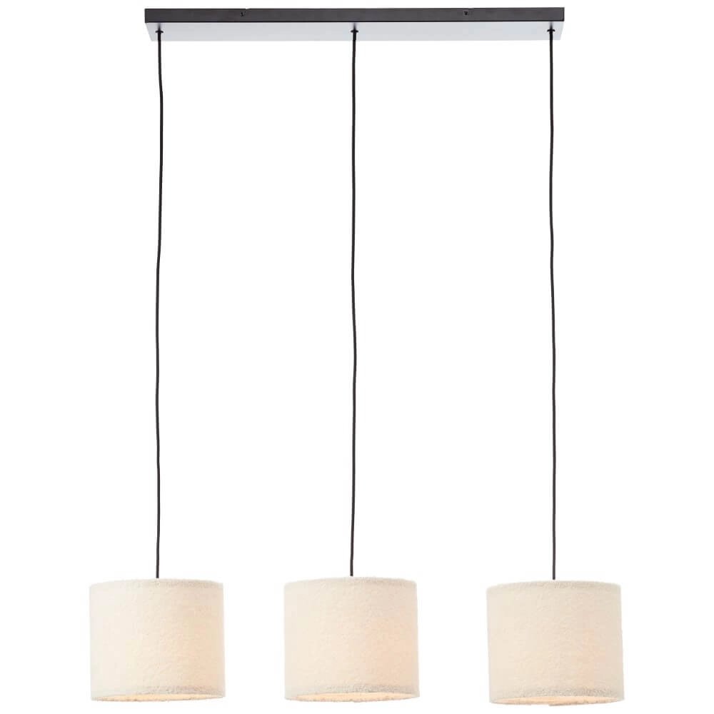 Cream pendant lamp Teddy 3-light Brilliant 4004353447273