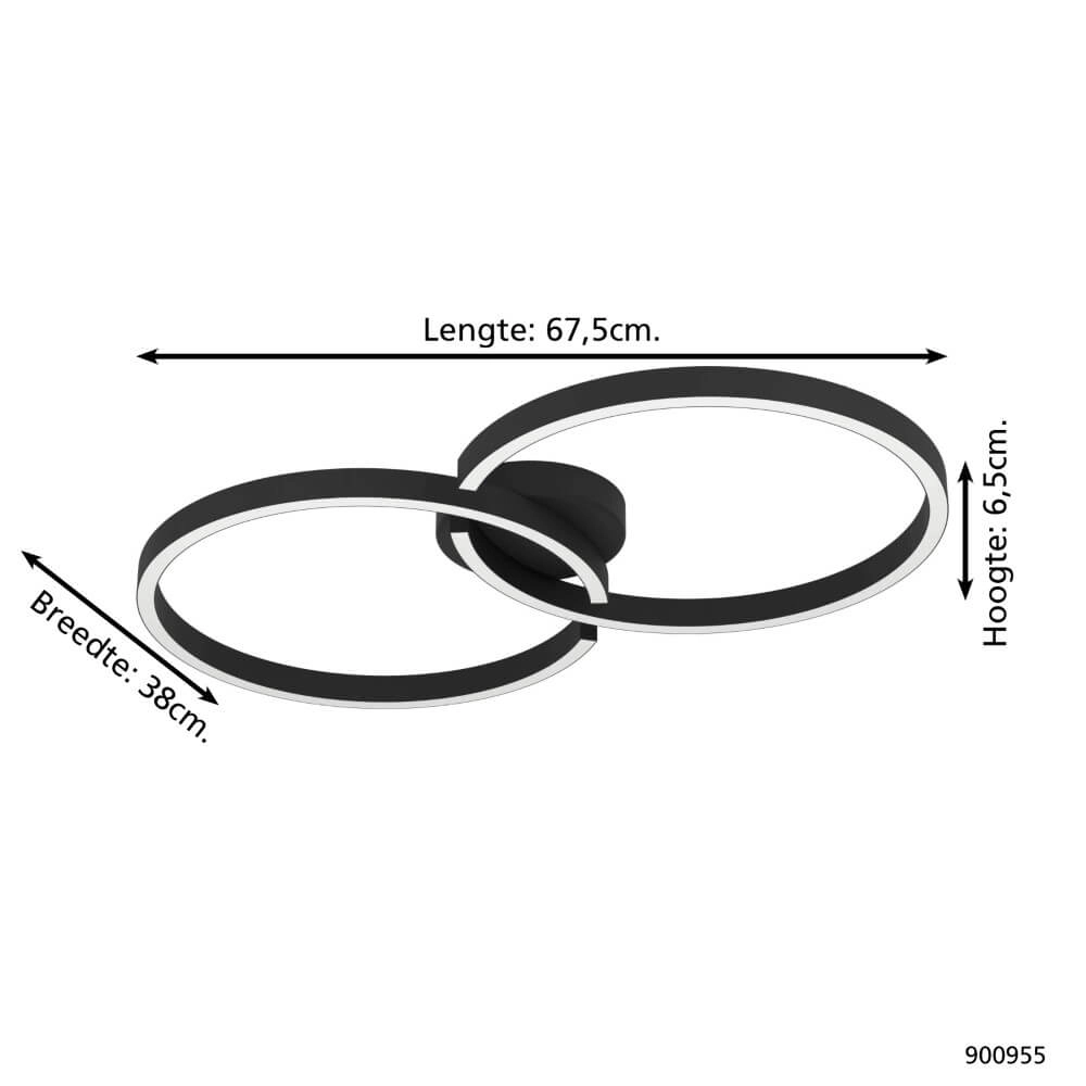 Black LED ceiling light Amandolo 2-rings Eglo 9008606275076