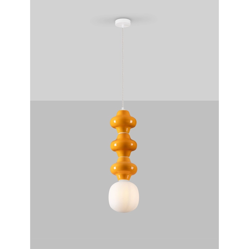 Pendant lamp Clio L orange ceramic with white glass Lyora 5212017461322