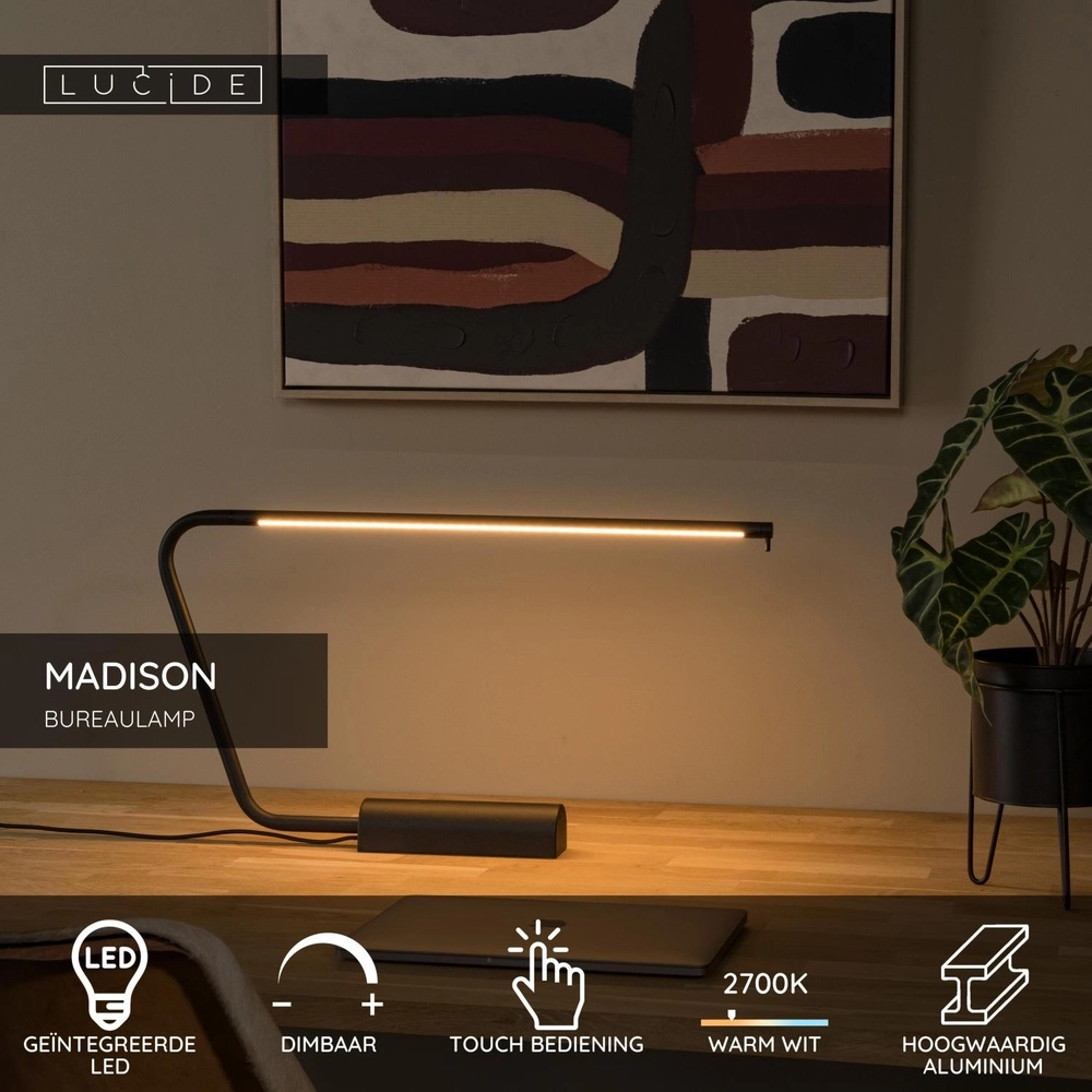 Design desk lamp Madison Black Lucide 5411212441850