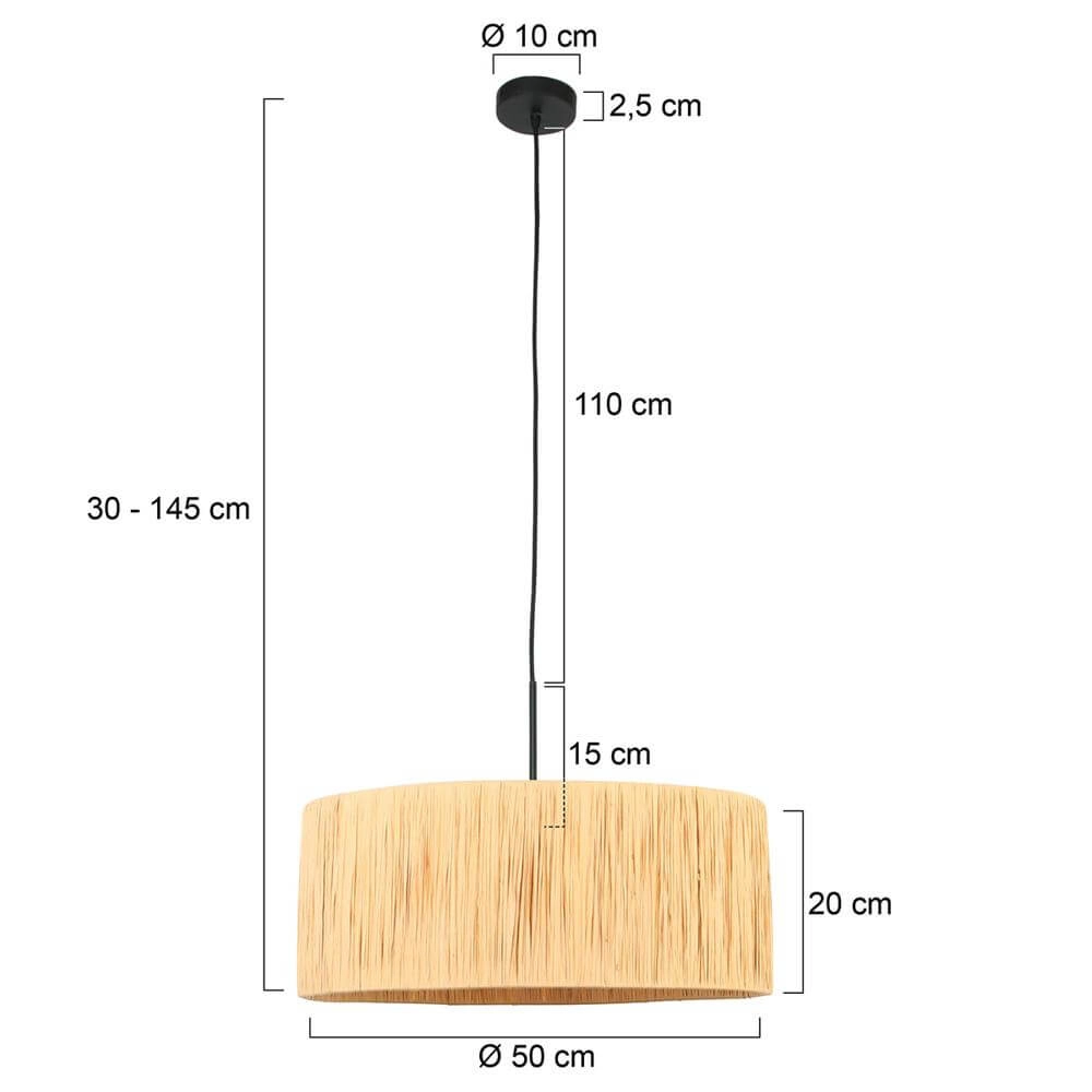 Pendant lamp Sparkled Light black with straw shade Ø 50cm Steinhauer 8712746172539