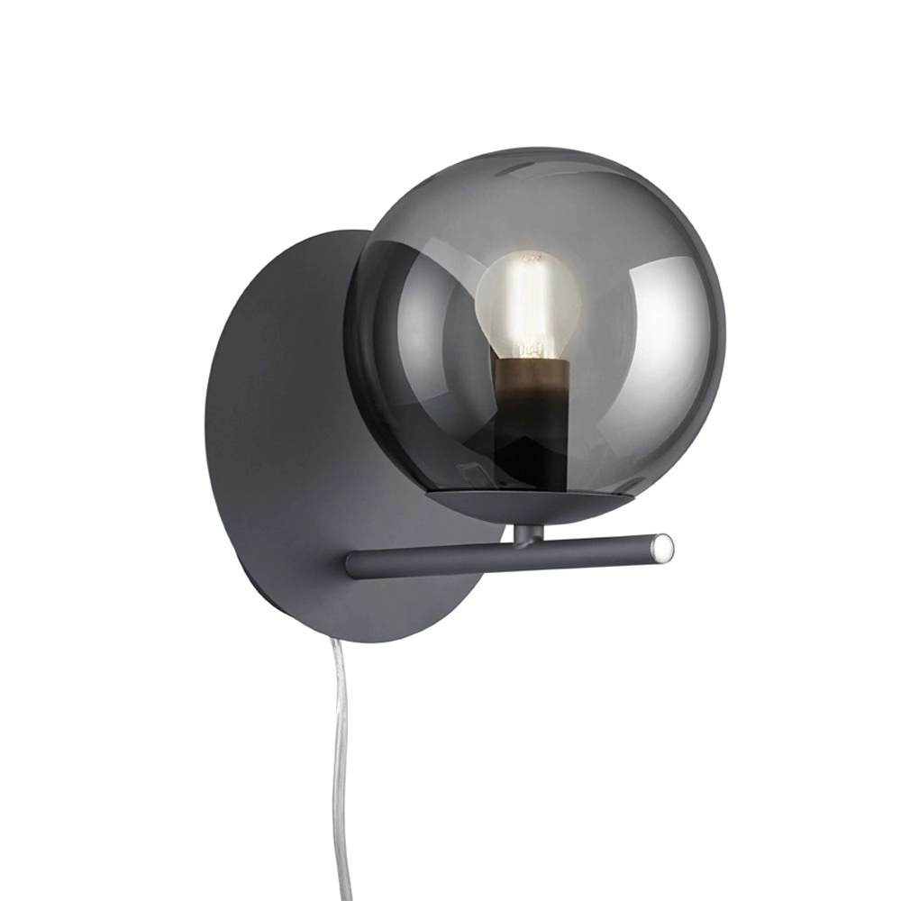 Wall lamp Pure anthracite with smoke glass Trio 4017807432893