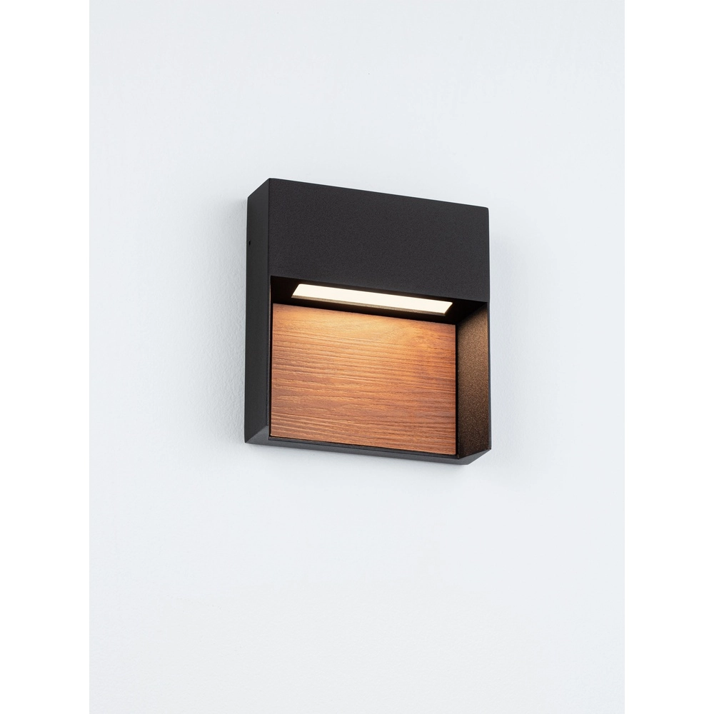 Design wall lamp Noray black with wood - 2700K Lyora 5212063504295