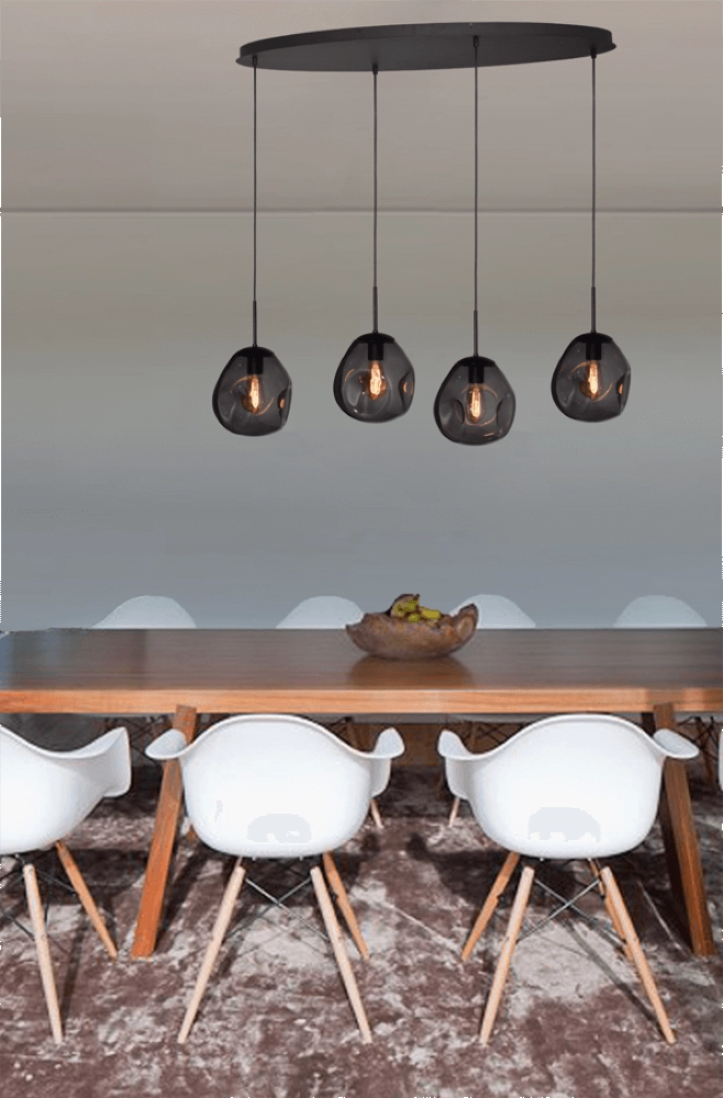 Hanging lamp Lava Oval 4x smoke glass Ø 24cm Masterlight 8718121290089