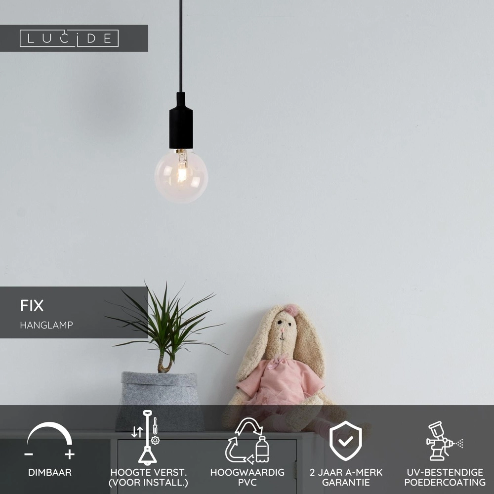 Pendant Pendant Lamp Fix Black Lucide 5411212082817