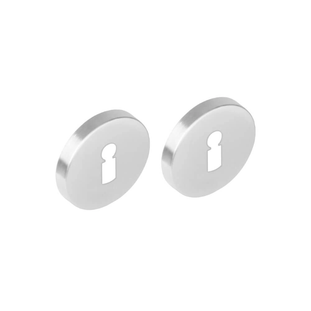 Set of 2 key rosettes Tira round with ridge stainless steel