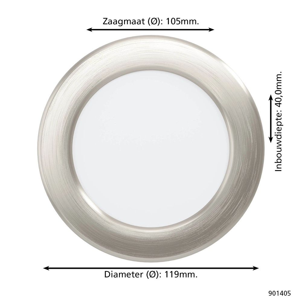 Recessed lamp Fueva 6 round - stainless steel - Ø 11,9cm Eglo 9008606330843
