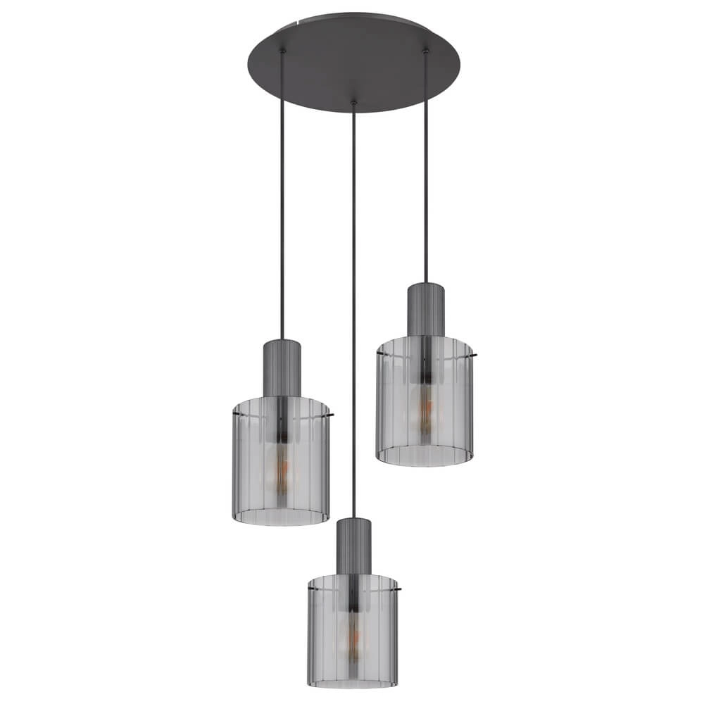 Pendant lamp Tulivar Design Smoke glass 3-lights Globo 9007371447664