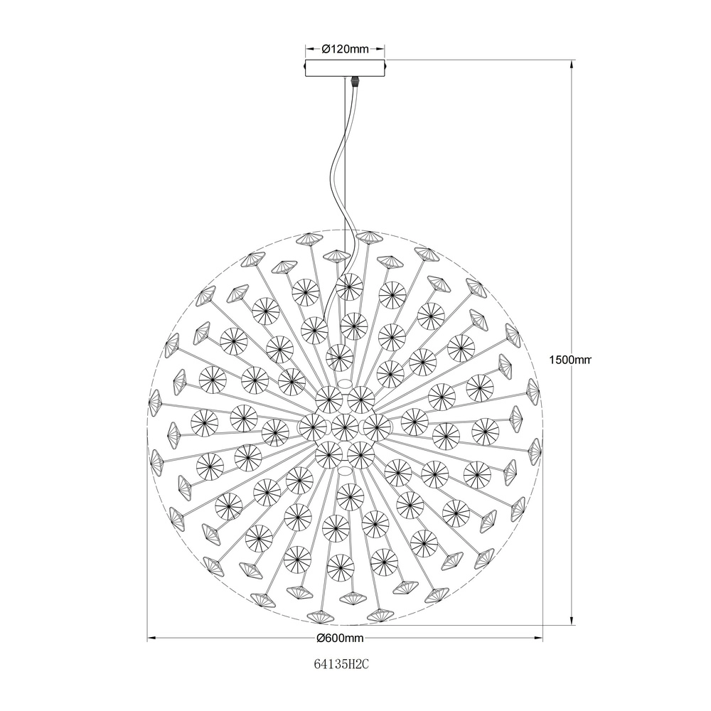 Pendant lamp Katrina chrome Ø 60cm Globo 9007371475346