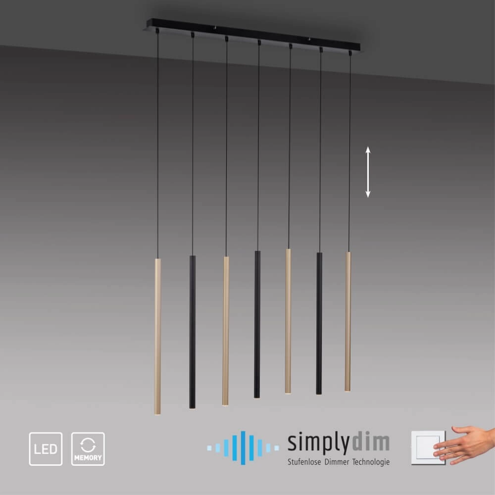 Unique pendant lamp Flute 7-light Paul Neuhaus 4012248374771