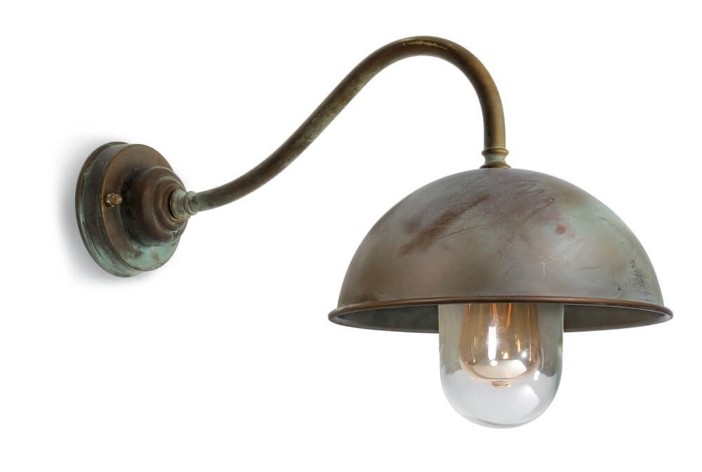 Straight outdoor lamp Circle aged brass