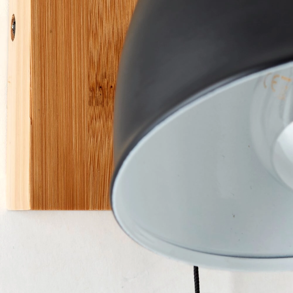 Wall lamp Celia black with bamboo Brilliant 4004353411403