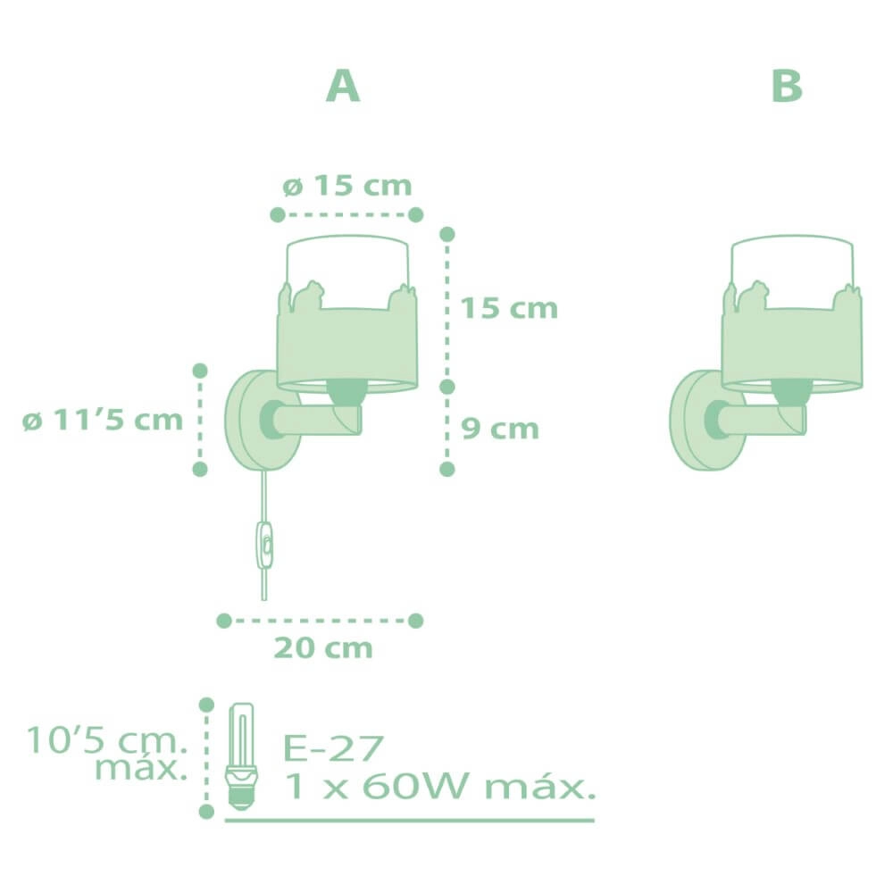 Children's room wall lamp Sweet Love soft green Dalber 8420406617176