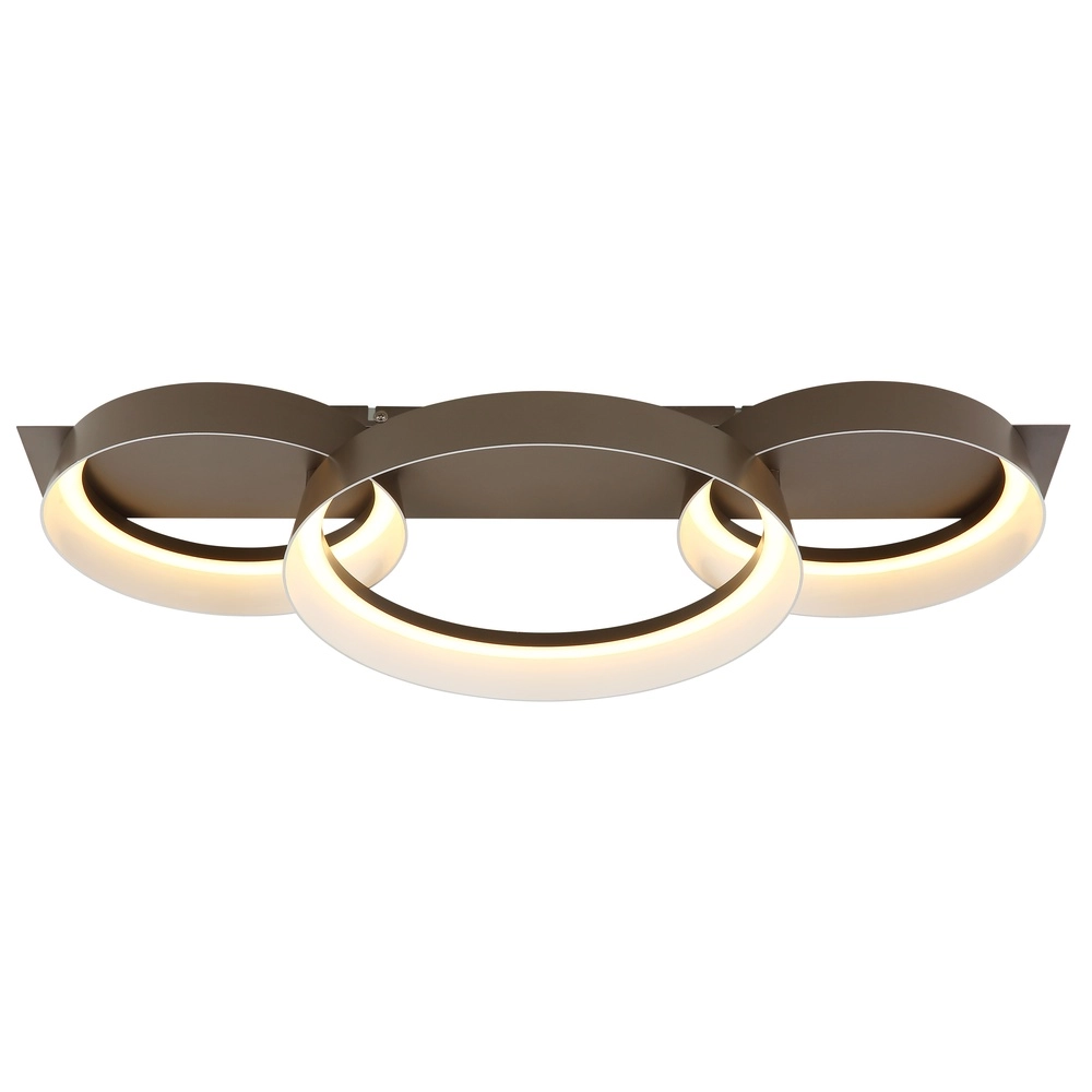 Sleek ceiling lamp Syrakus coffee brown 3 rings Globo 9007371576081