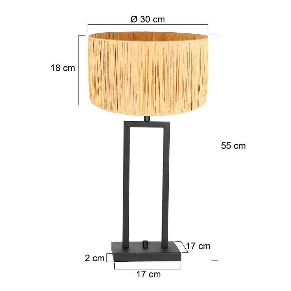 Table lamp Stang black with straw shade Steinhauer 8712746172034
