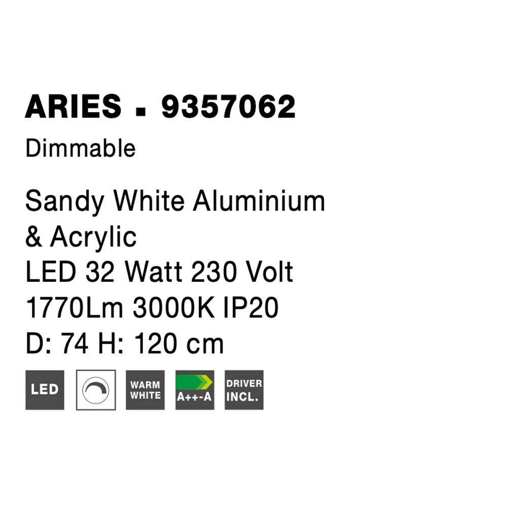 Design pendant lamp Aries white Ø 74cm Lyora 5212017419828